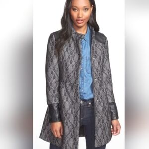 Steve Madden Faux Leather & Lace Coat